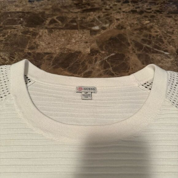 Vintage GUESS 1981 Knitted Sweater Size Small Gold Logo Long Sleeve - Picture 7 of 12